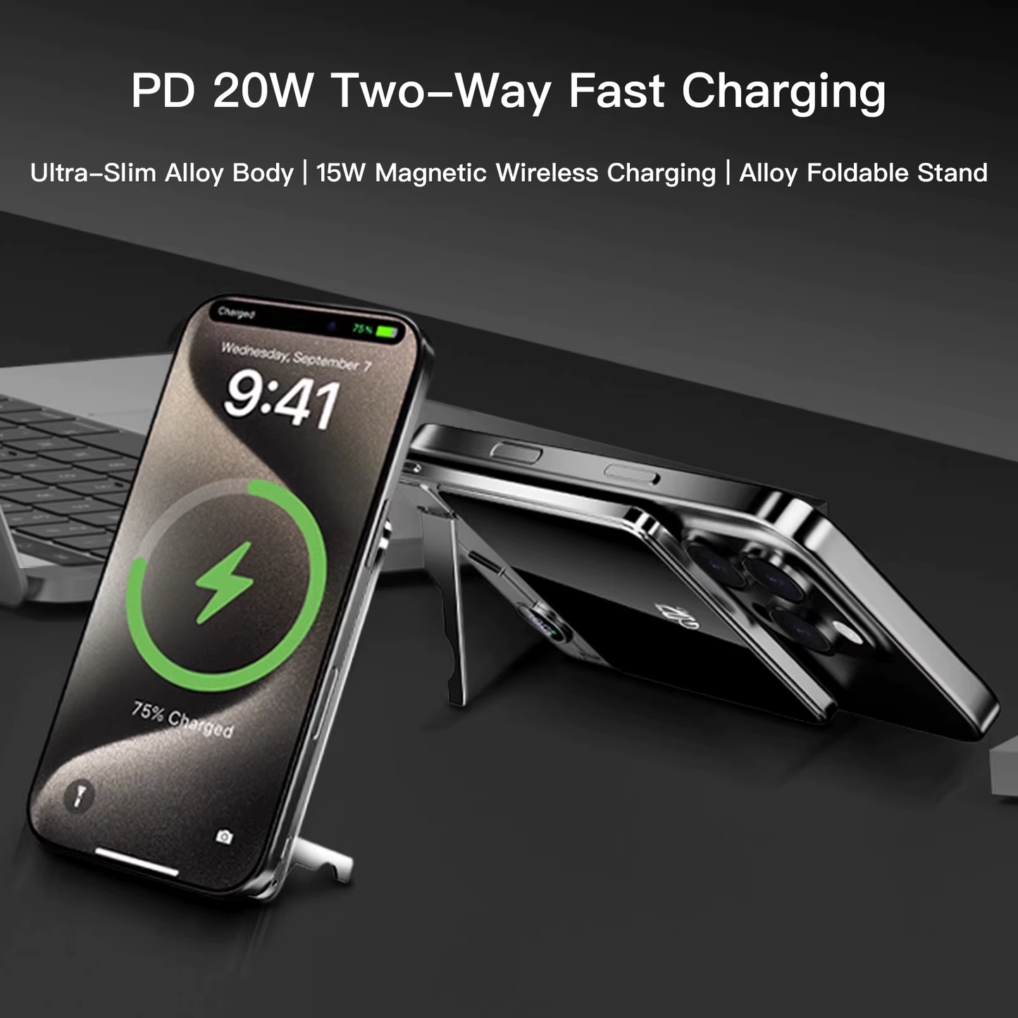 Ultra Slim Magnetic Power Bank (10000mAh Fast Charge)